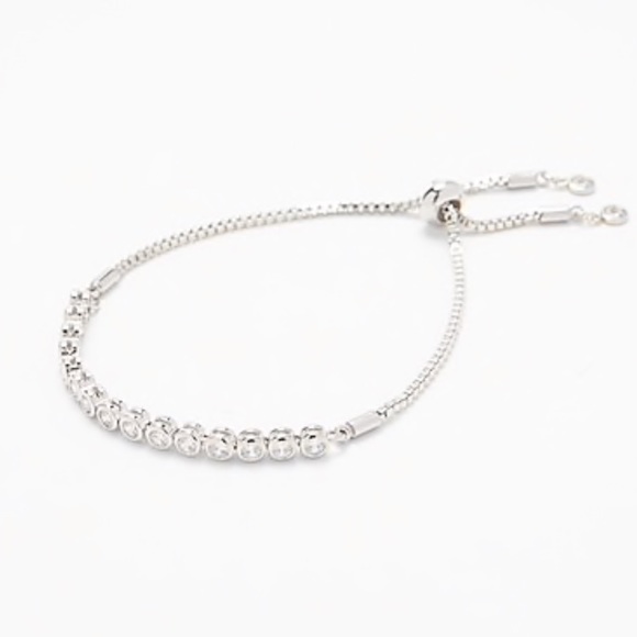 Express Jewelry - Cubic Zirconia Pull Chain Bracelet Silver